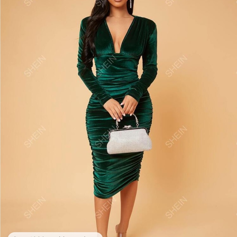 Green Velvet Cocktail Dress